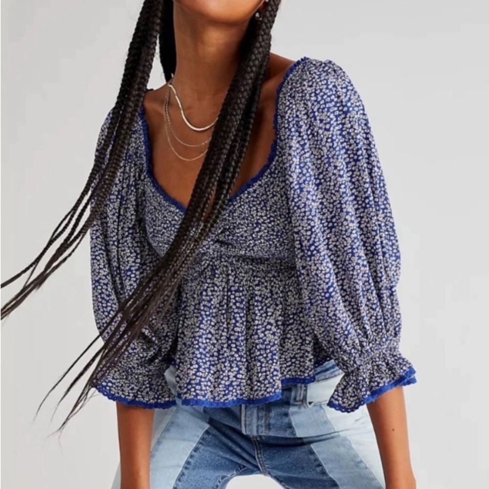 (SOLD) Free People Brittnee Floral Printed Peplum Top (NWOT)